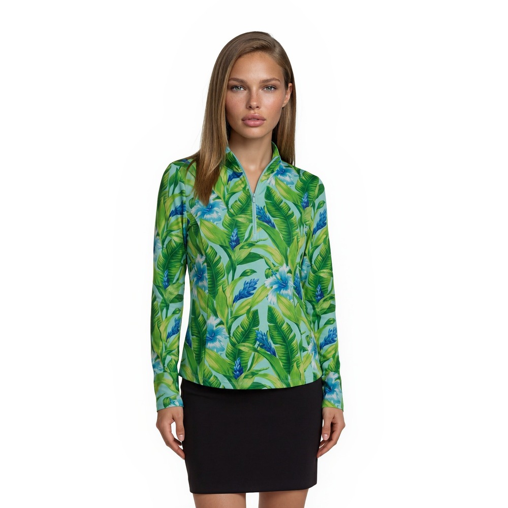 Tommy Bahama Golf Tennis Pullover Top Women's Size Medium Green Tropical